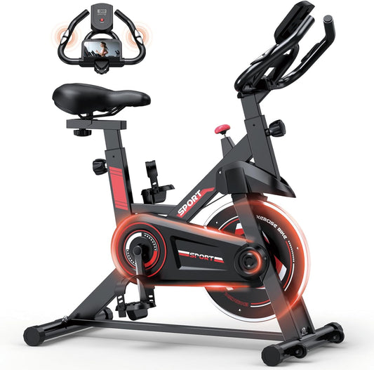 Exercise Bike, Stationary Bike for Home Cardio Gym, Indoor Cycling Bike with Silent Belt Drive