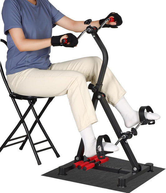 Pedal Exerciser Bike Hand Arm Leg and Knee Stroke Recovery Equipment for Seniors, Elderly physical therapy sit exercise