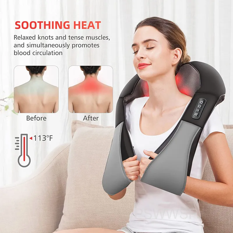 MagicMakers Massager with Heat Deep Tissue Kneading Electric Back Massage for Neck