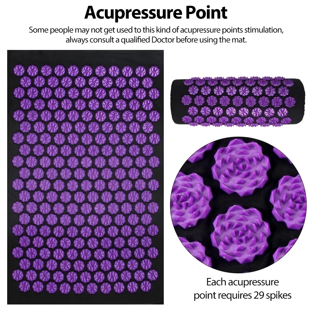 Acupressure Mat & Pillow Set for Back and Neck Pain Relief