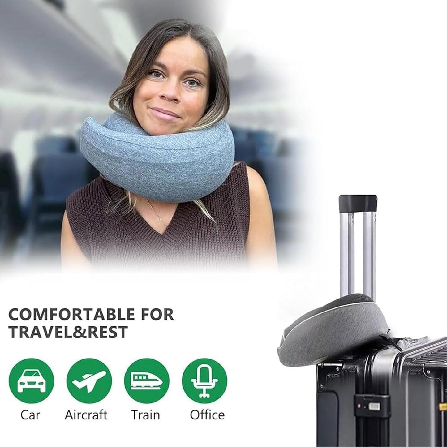 Wander Plus Travel Pillow, Neck Pillow, Memory Foam Travel Pillow, Travel Neck Pillow for Airplanes